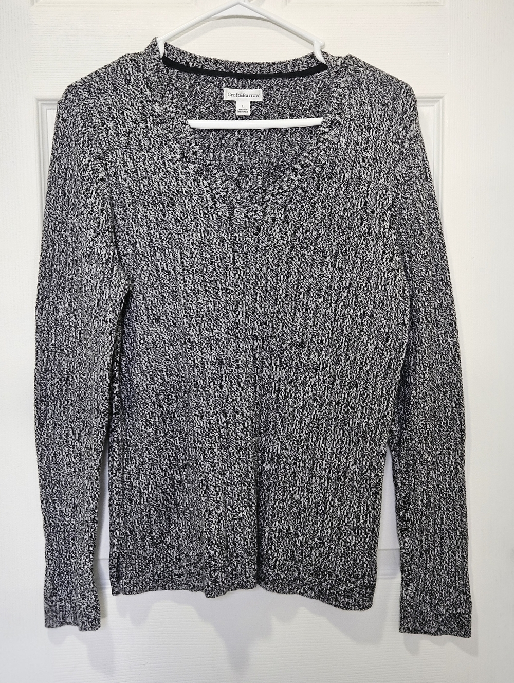 croft & barrow Black and White Marled Crewneck Sweater